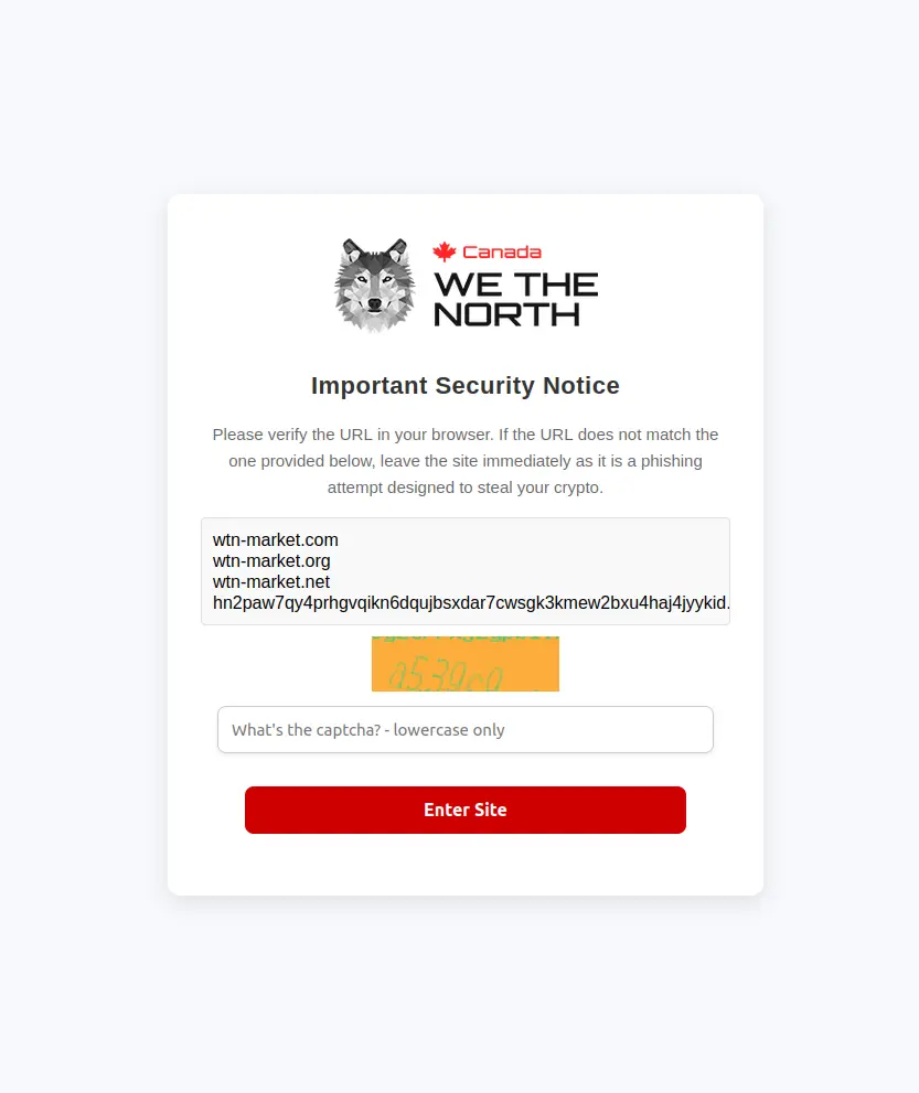 WTN Market CAPTCHA verification example